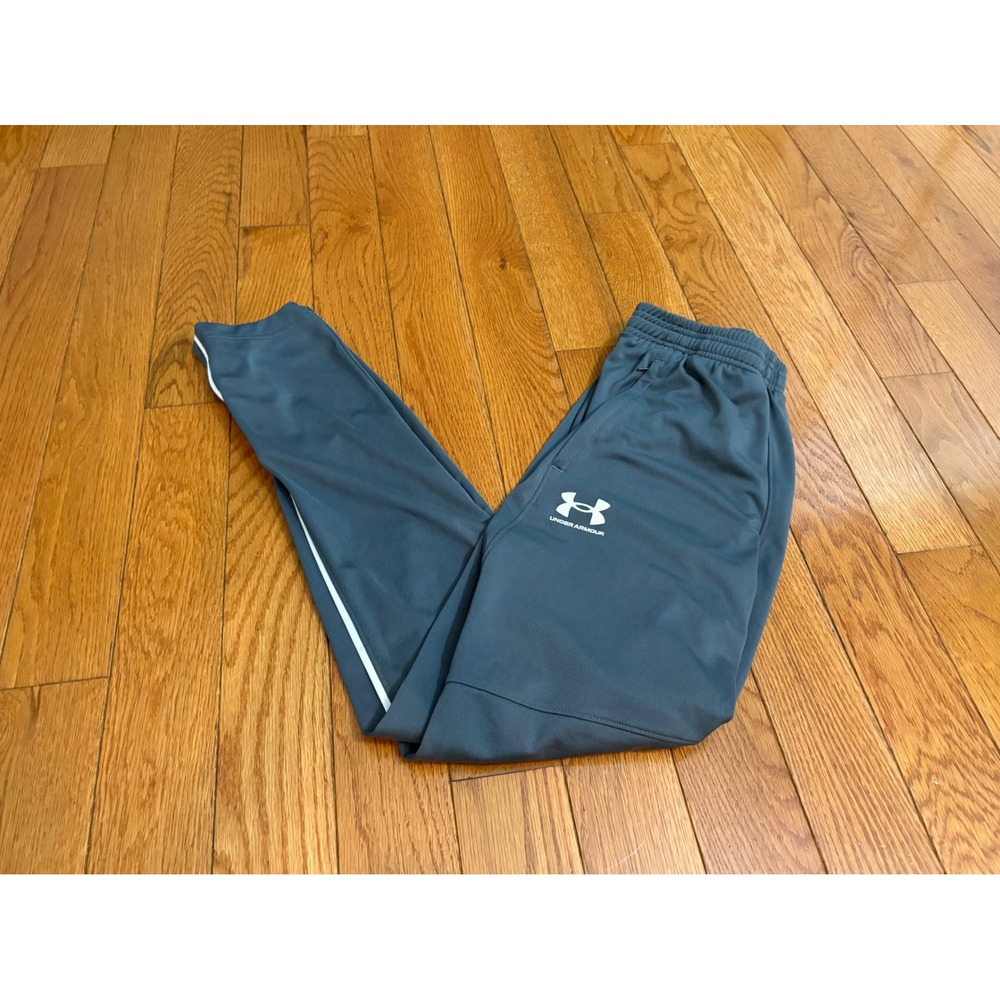 Under Armour Mens Gray Fitted Track Pants Zipper Pockets Ankle Zips Medium